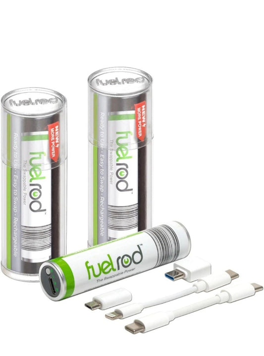 FuelRod USB-C Portable Charger Kit - Pack of 2 - Includes All Cables