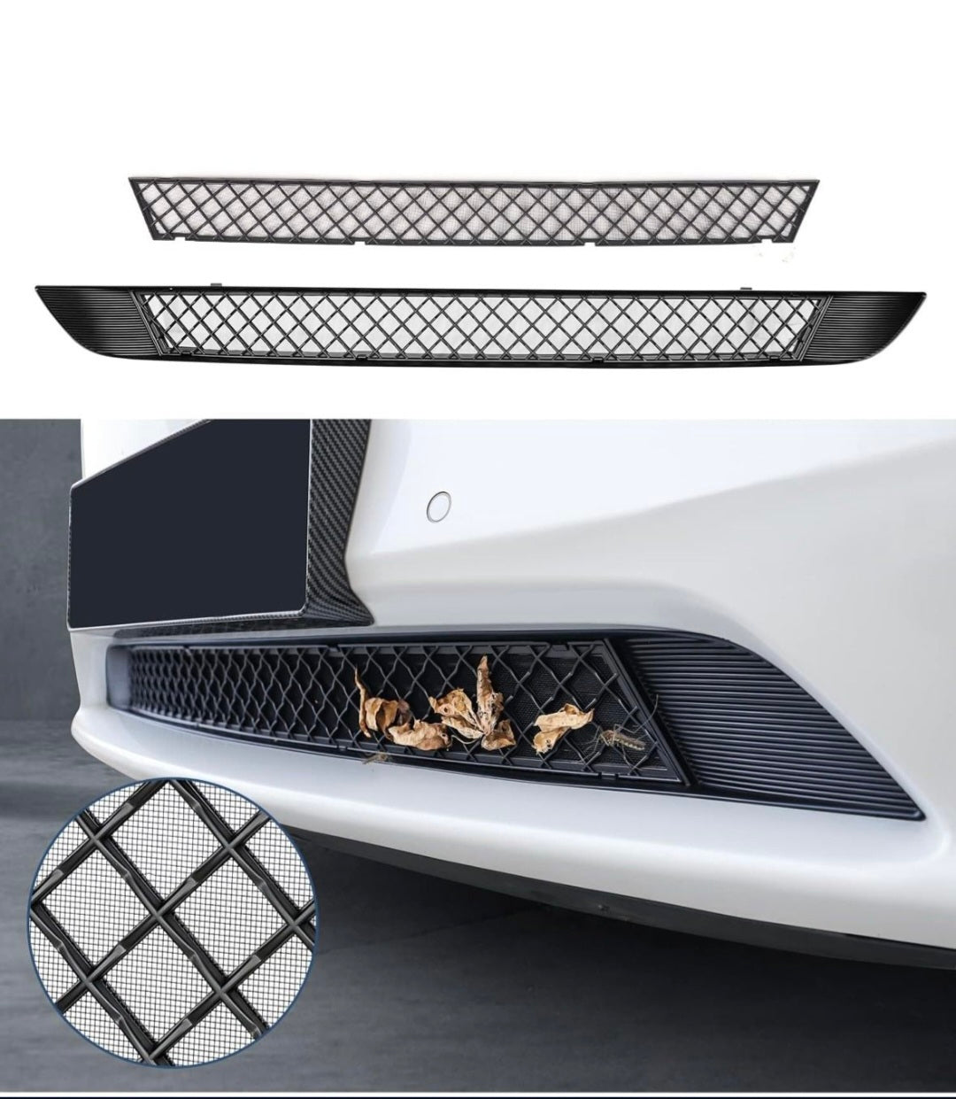 FITALLUS Fit Tesla Model Y Front Grill Mesh Bumper Grille Grid Inserts Air Inlet Vent Grille Cover Tesla Model Y Accessories 2024 2023 2022 2021 2020 with Removable Wire Mesh (Matte Black Grills)