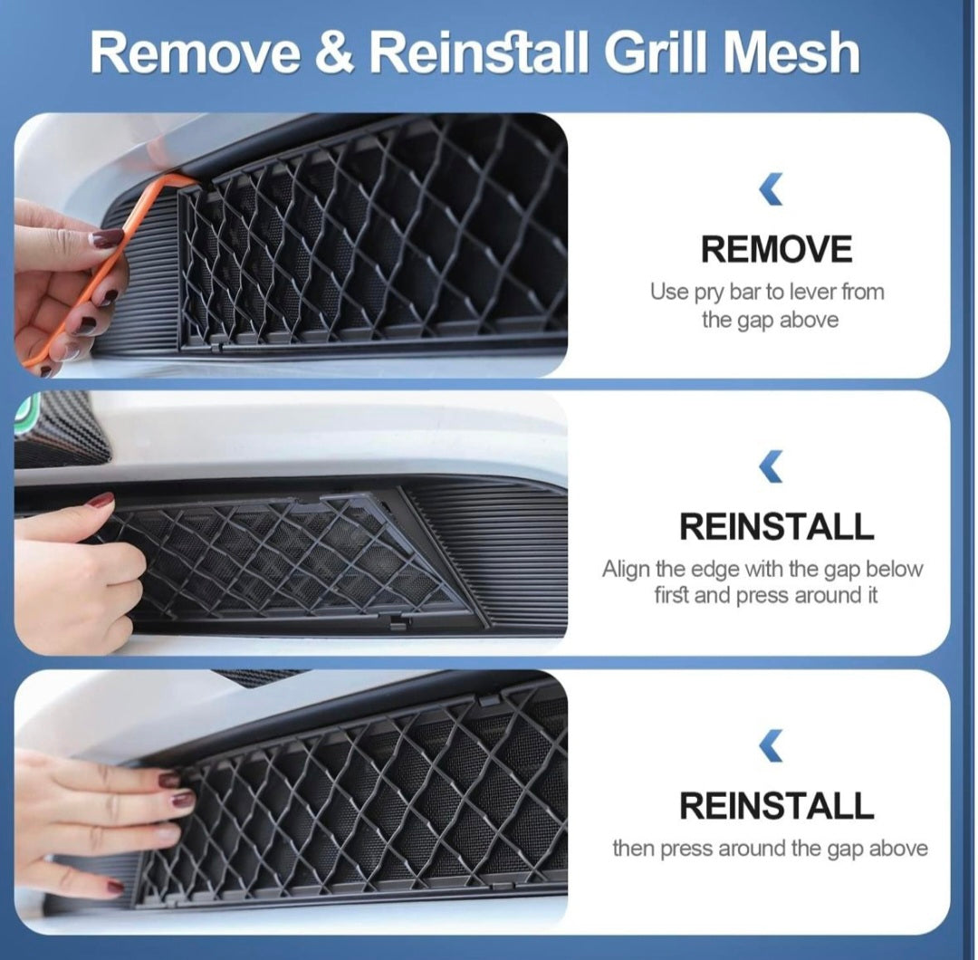 FITALLUS Fit Tesla Model Y Front Grill Mesh Bumper Grille Grid Inserts Air Inlet Vent Grille Cover Tesla Model Y Accessories 2024 2023 2022 2021 2020 with Removable Wire Mesh (Matte Black Grills)