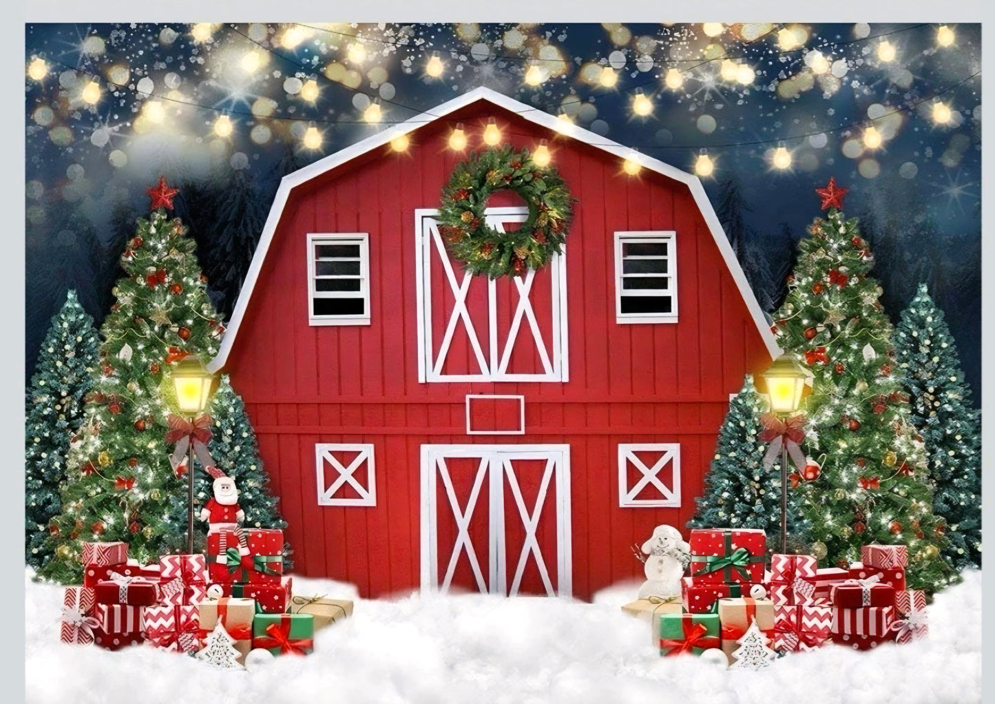 Avezano Christmas Photography Backdrop Winter Red Barn Photo Background for Kids Family Holiday Christmas Home Party Decoration Photoshoot Booth Props(8x6ft)