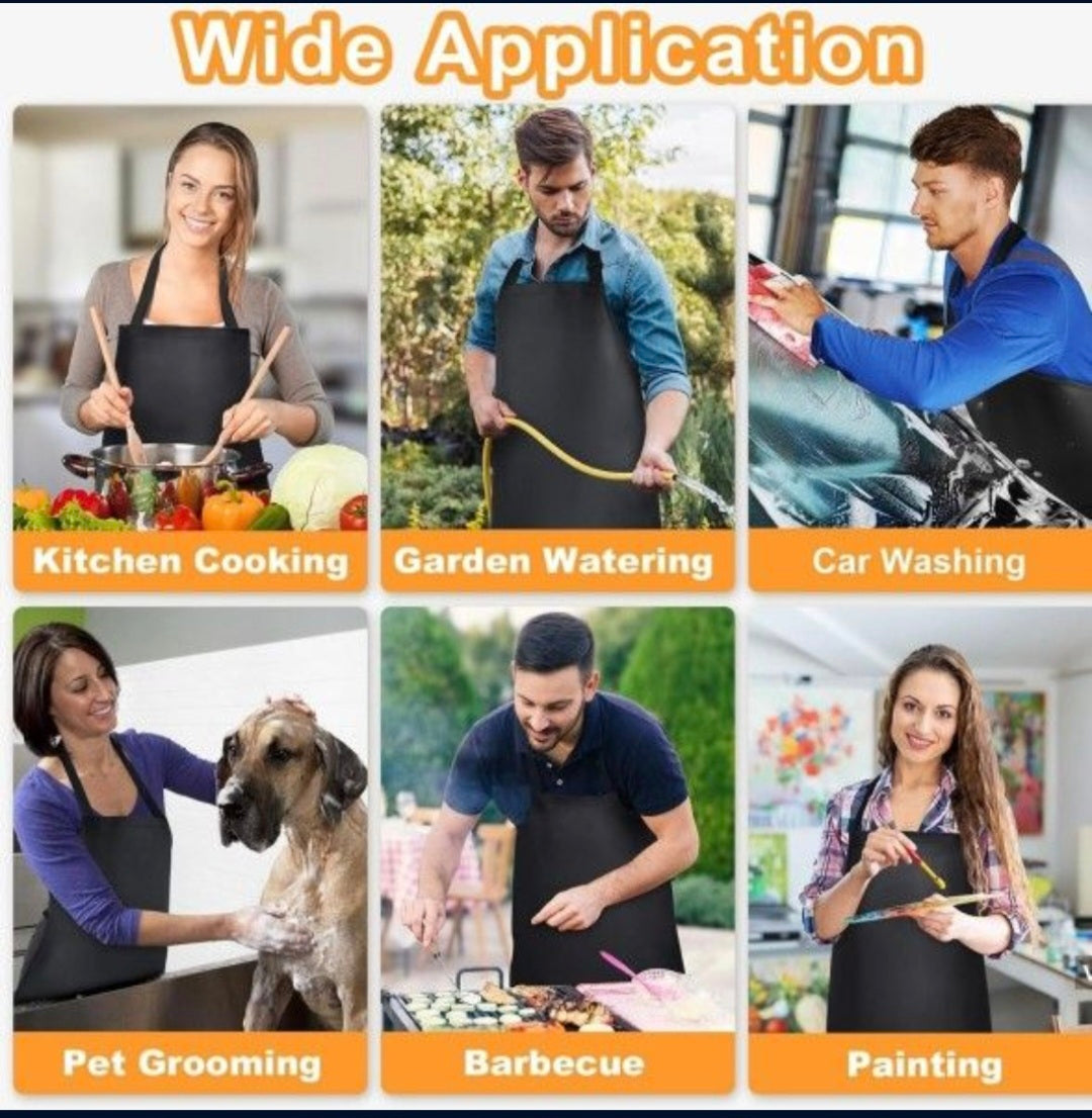 Brand New Gotega 4 Pack Waterproof Rubber Vinyl Apron Adjustable Dishwasher Apron - Apron for Women Men Heavy Duty Work Apron for Dishwashing Chemical