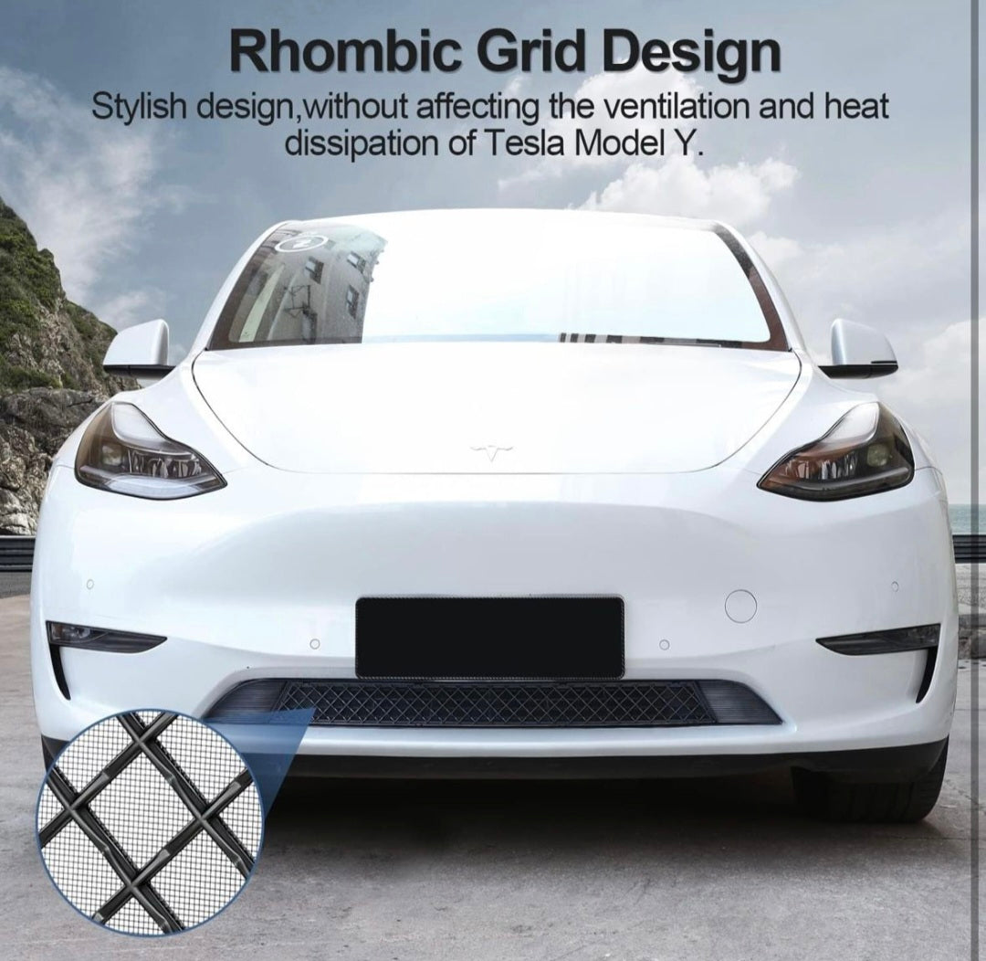 FITALLUS Fit Tesla Model Y Front Grill Mesh Bumper Grille Grid Inserts Air Inlet Vent Grille Cover Tesla Model Y Accessories 2024 2023 2022 2021 2020 with Removable Wire Mesh (Matte Black Grills)