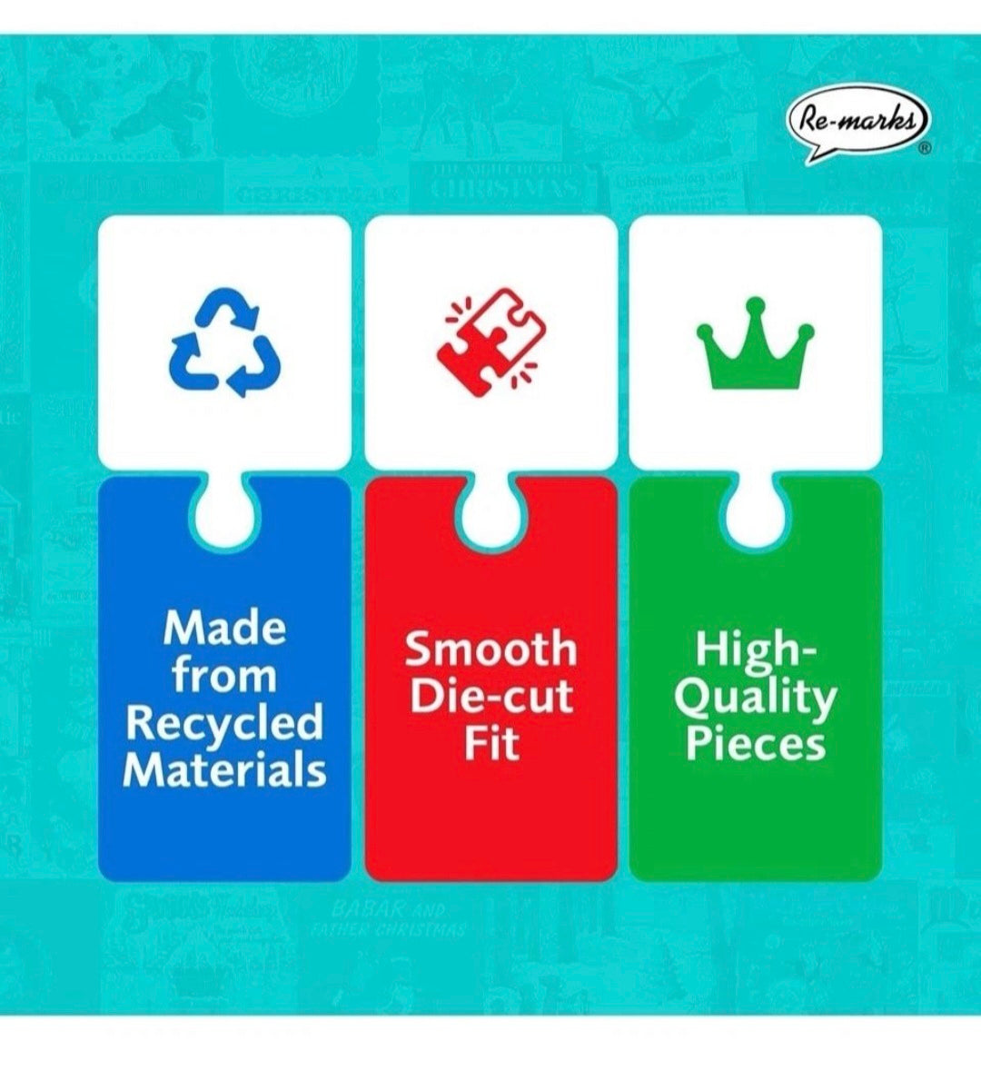 Re-marks Holiday Books Puzzle, Collage Puzzle for All Ages, 1000-Piece Christmas Puzzle