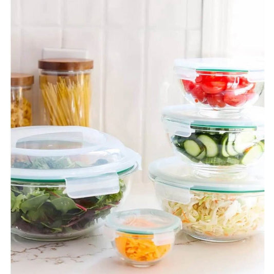 Sedona Kitchen 10-piece nesting borosilicate glass bowl set with varying sizes for cooking and mixing tasks