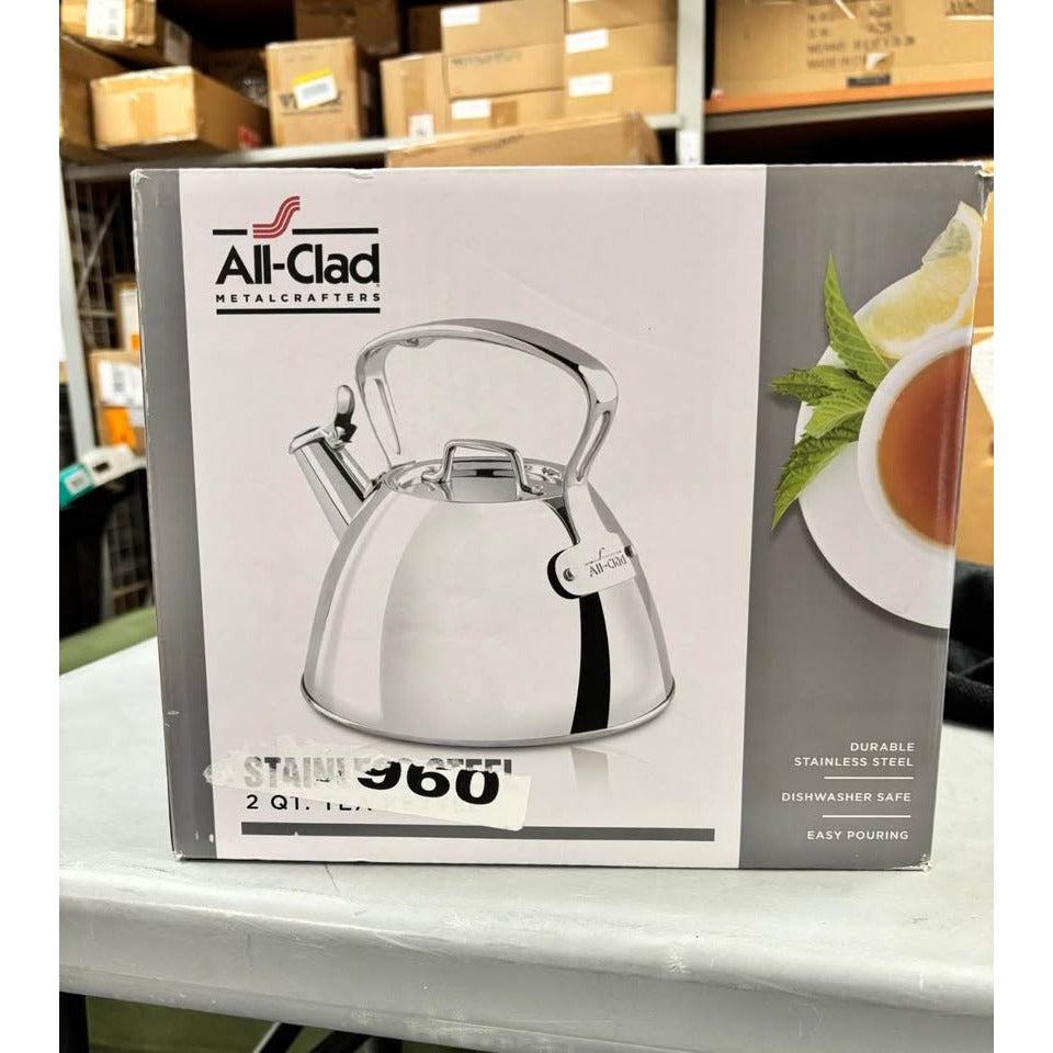 All-Clad Specialty Stainless Steel Tea Kettle 2 Quart Induction Pots and Pans, Cookware Silver