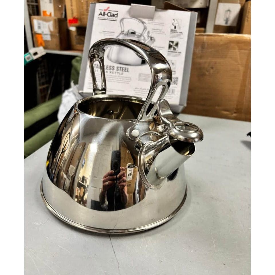 All-Clad Specialty Stainless Steel Tea Kettle 2 Quart Induction Pots and Pans, Cookware Silver