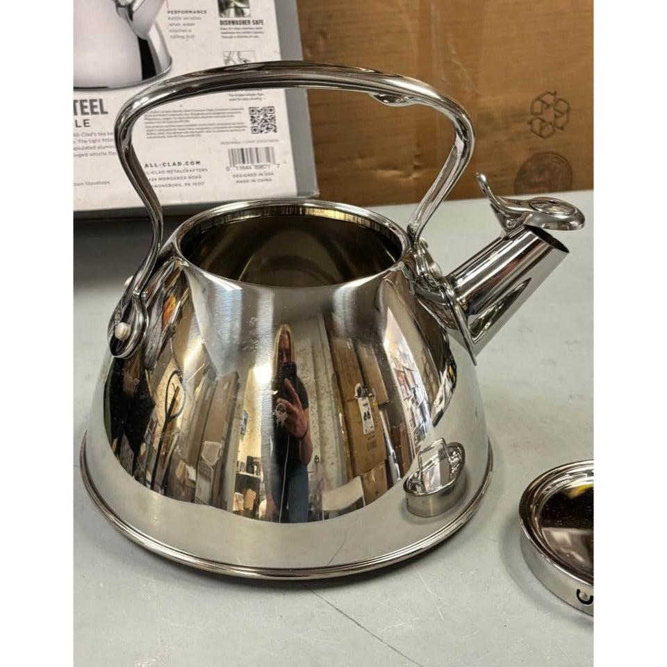 All-Clad Specialty Stainless Steel Tea Kettle 2 Quart Induction Pots and Pans, Cookware Silver