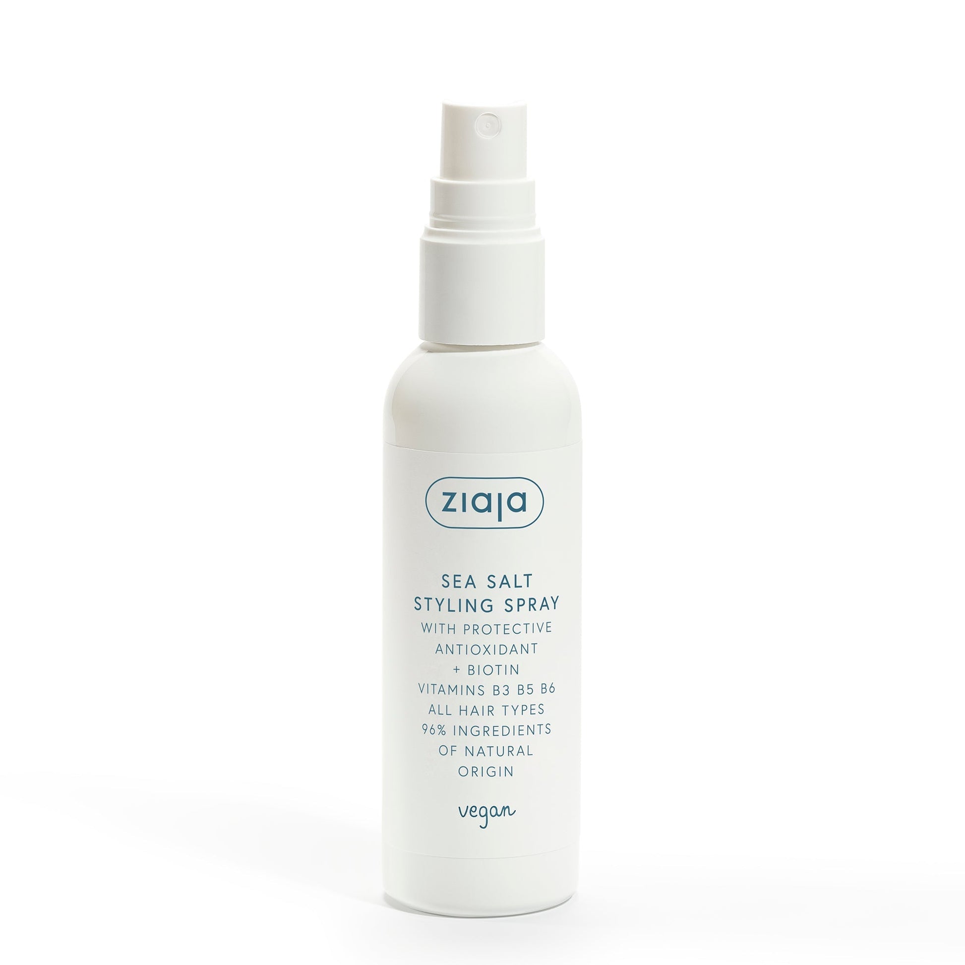 Ziaja Antioxidant Hair Care Sea Salt Styling Spray bottle with biotin and vitamins for all hair types, 96% natural origin ingredients, vegan formula