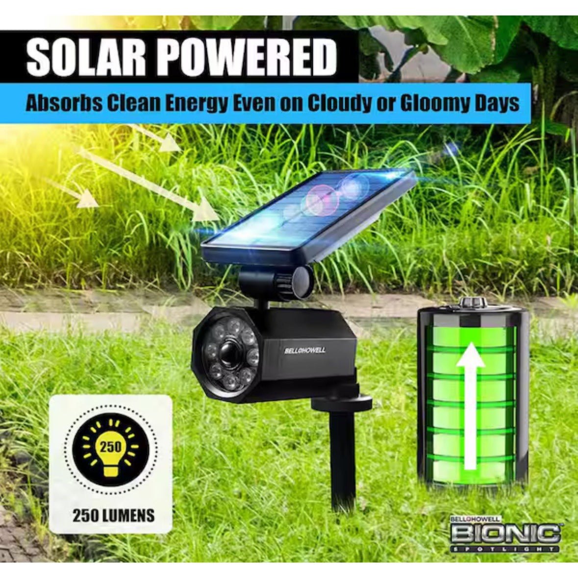 Bell & Howell Bionic Spotlight Solar Powered Security Spotlight