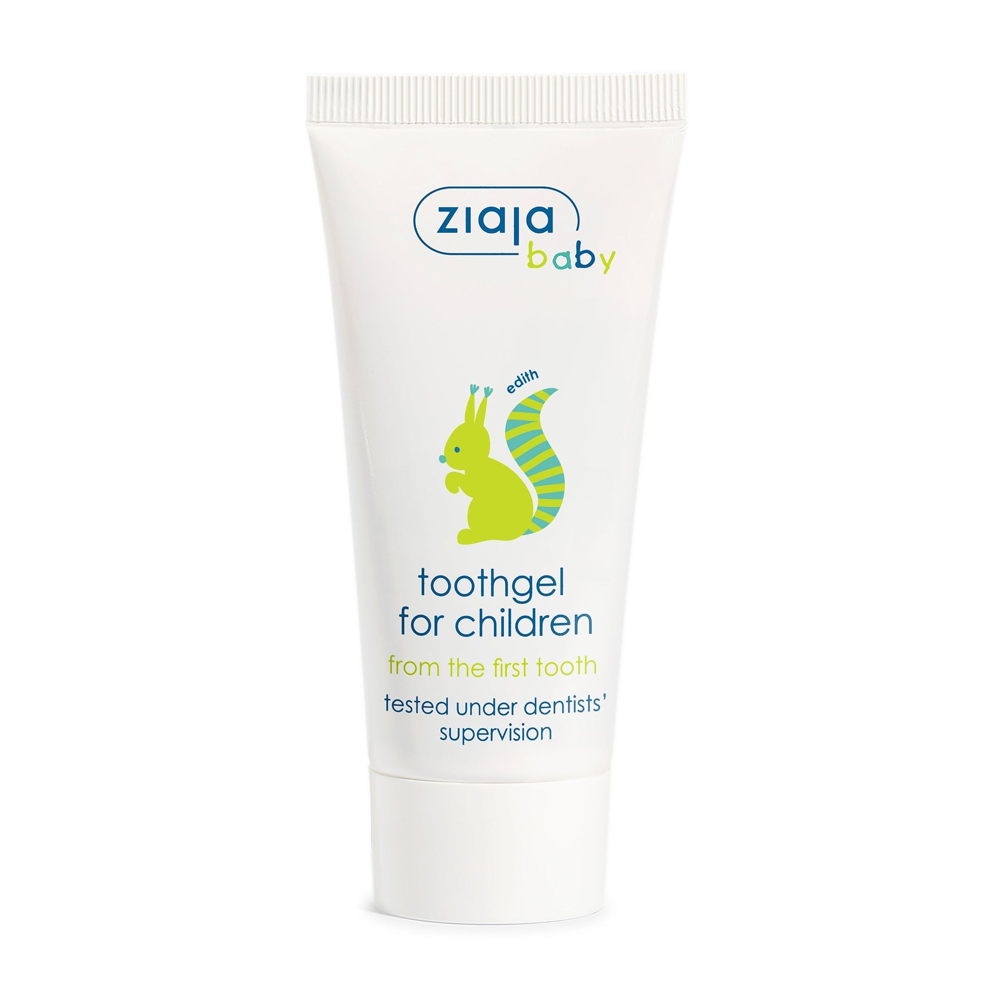 Baby & Kids fluoride-free toothgel for children with natural ingredients including thyme and licorice extracts in a 50ml tube