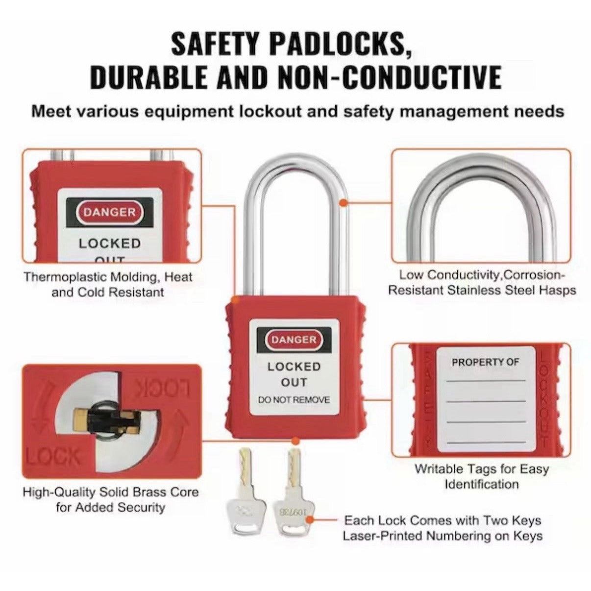47-Pieces Electrical Lockout Tagout Kit, Safety Loto Kit with Padlocks, Tags, Ha