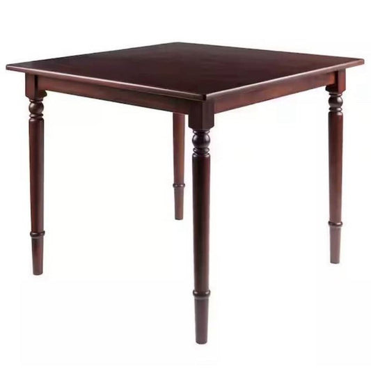 WINSOME WOOD Mornay Walnut Dining Table with turned legs and rounded corners in solid wood finish