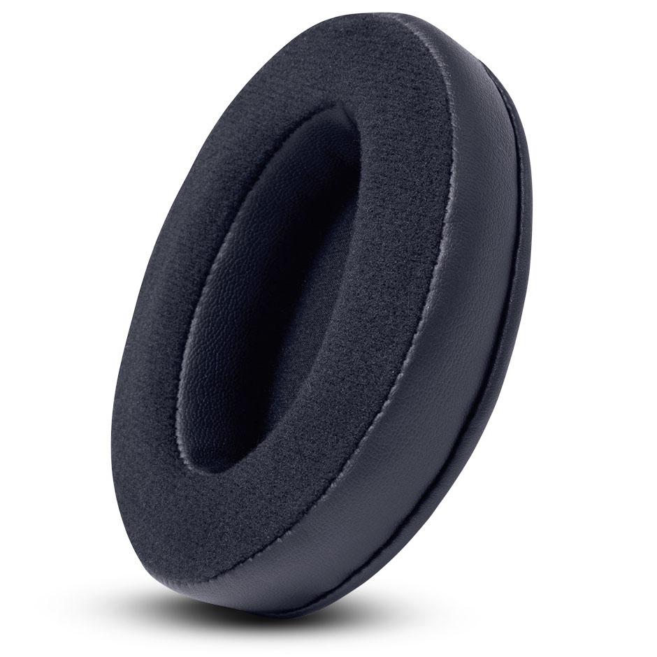 Upgraded gaming earpad with hybrid black velour and thick memory foam for comfortable, durable fit compatible with multiple headset brands