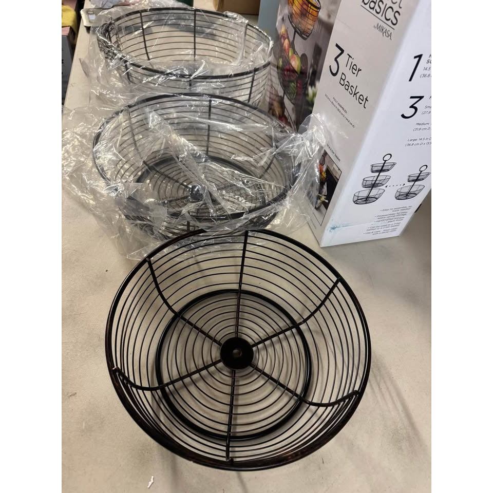 Gourmet Basics by Mikasa Round Wrap 3-Tier Metal Floor Standing