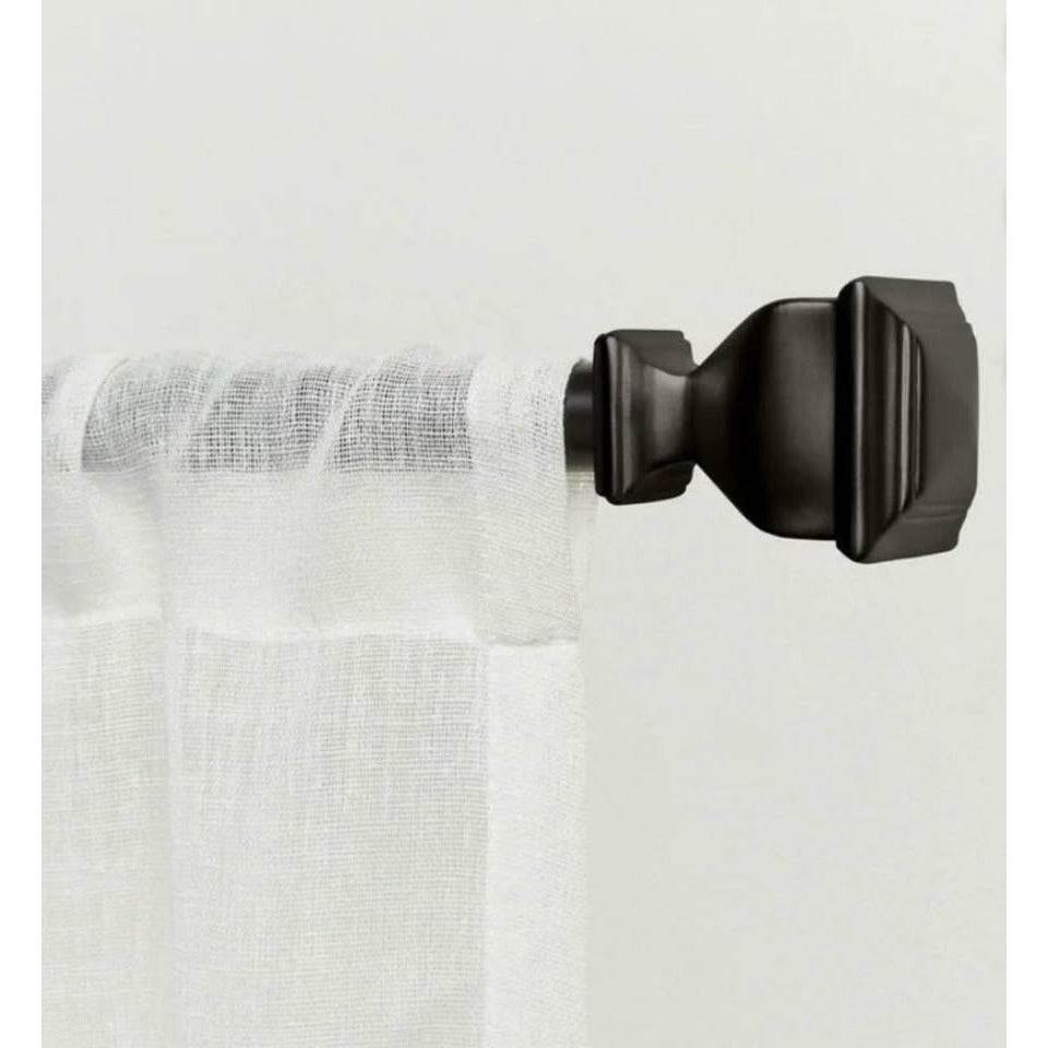 Napolean 1-inch matte bronze adjustable curtain rod with square finials and brackets