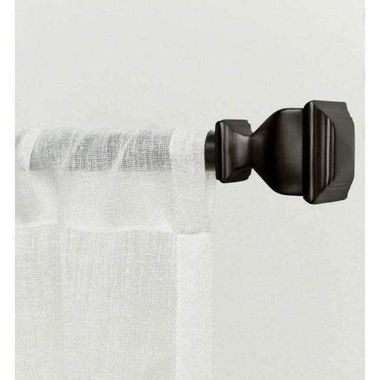 Napolean 1-inch matte bronze adjustable curtain rod with square finials and brackets