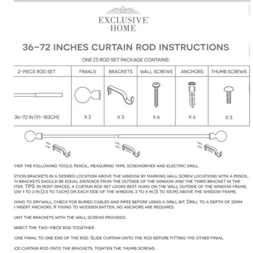 "Exclusive Home Napolean 1"" curtain rod and coordinating final set, matte bronze adjustable 36""-72