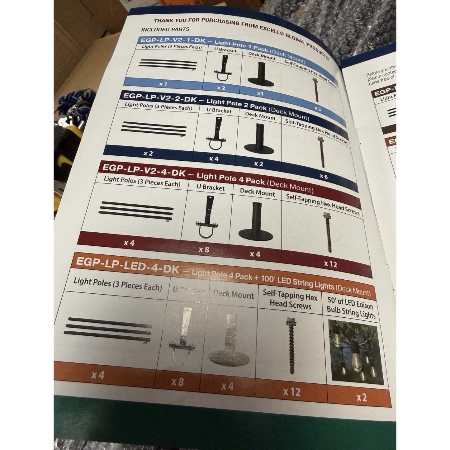 EXCELLO GLOBAL PRODUCTS Premium String Light Poles - 4 Pack - Extends to 10 F...