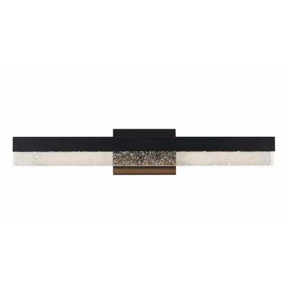Artika Essence Bubble Glass 27-inch matte black LED vanity light bar installed above bathroom mirror