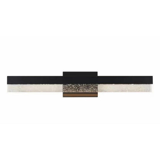 Artika Essence Bubble Glass 27-inch matte black LED vanity light bar installed above bathroom mirror