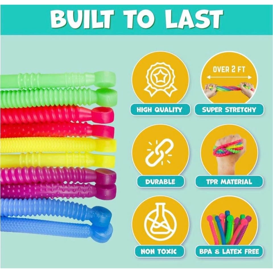 Open Box Stretchy Sensory Strings for Kids Super Durable Fidget Toy Set of 10