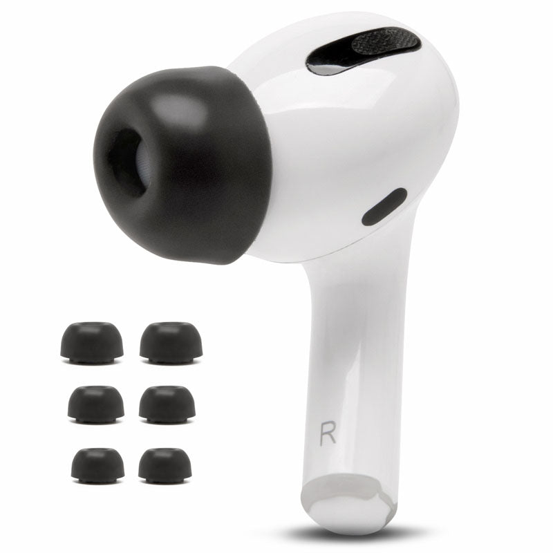 Memory foam ear tips for Airpods Pro and Airpods Pro 2 with secure fit and improved comfort in multiple sizes
