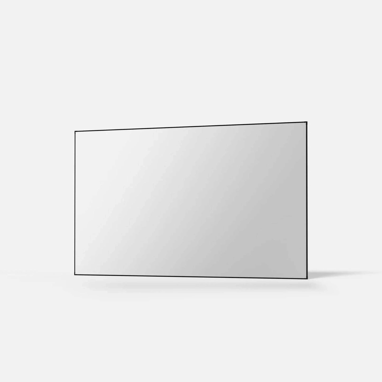 Valerion VisionMaster 220-inch matte white projector screen with slim black frame on plain background