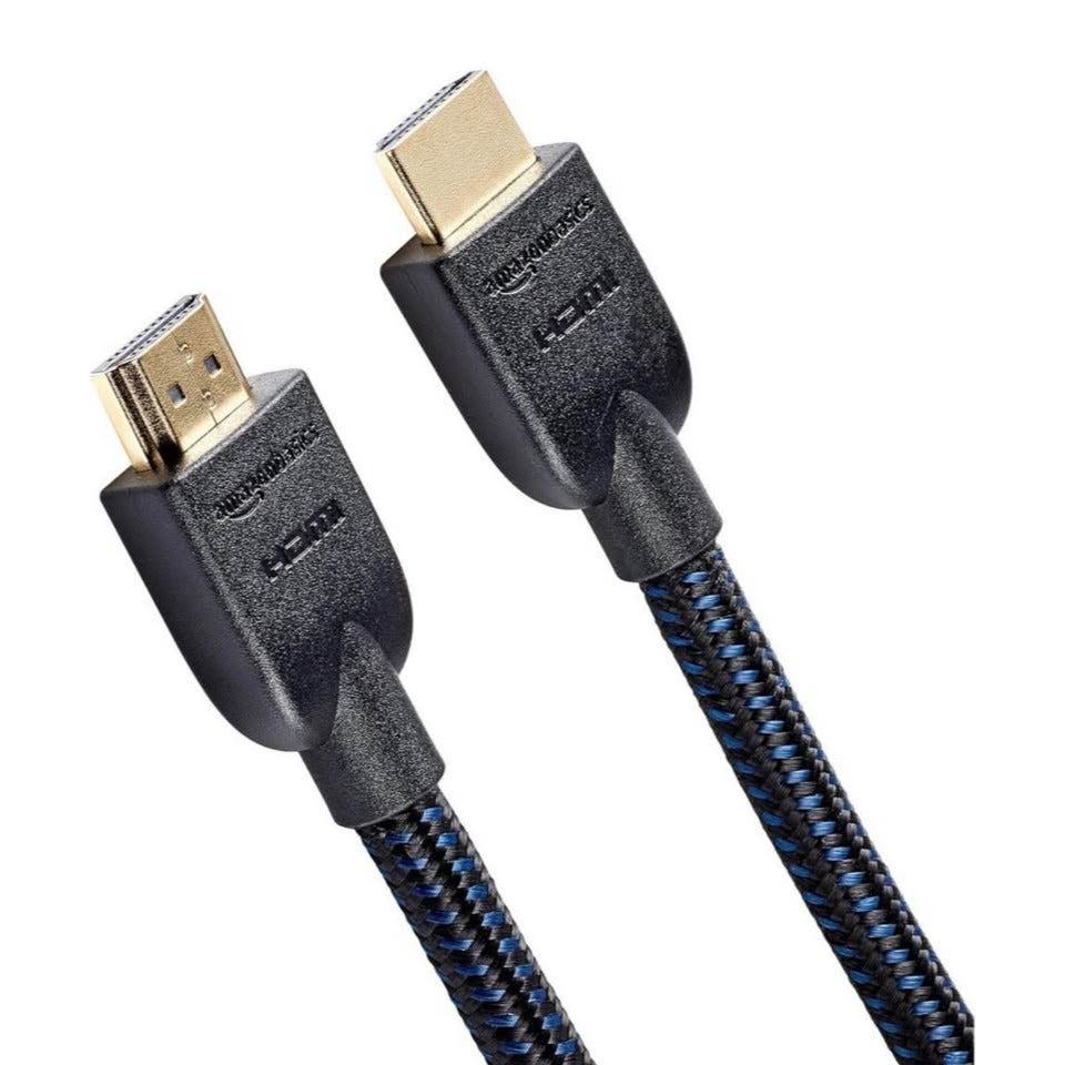 Amazon Basics 10ft nylon braided HDMI 2.0 cable supporting 4K@60Hz, 18Gbps for TVs and devices