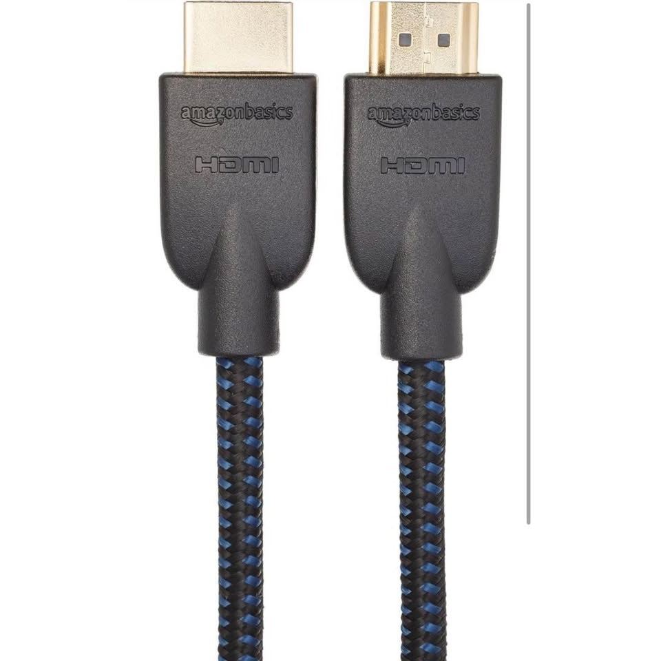 Amazon Basics Nylon-Braided HDMI 2.0 Cable, 10ft, 4K@60Hz, 18Gbps, 2160p, 48 bit, Compatible with TV