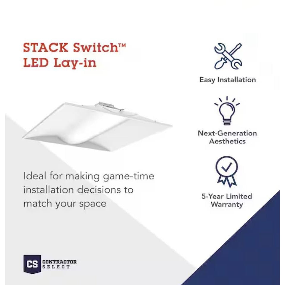 Contractor Select STAKS2 ft. x 4 ft. 4000/5000/6000Lumens White Integrated LED Troffer