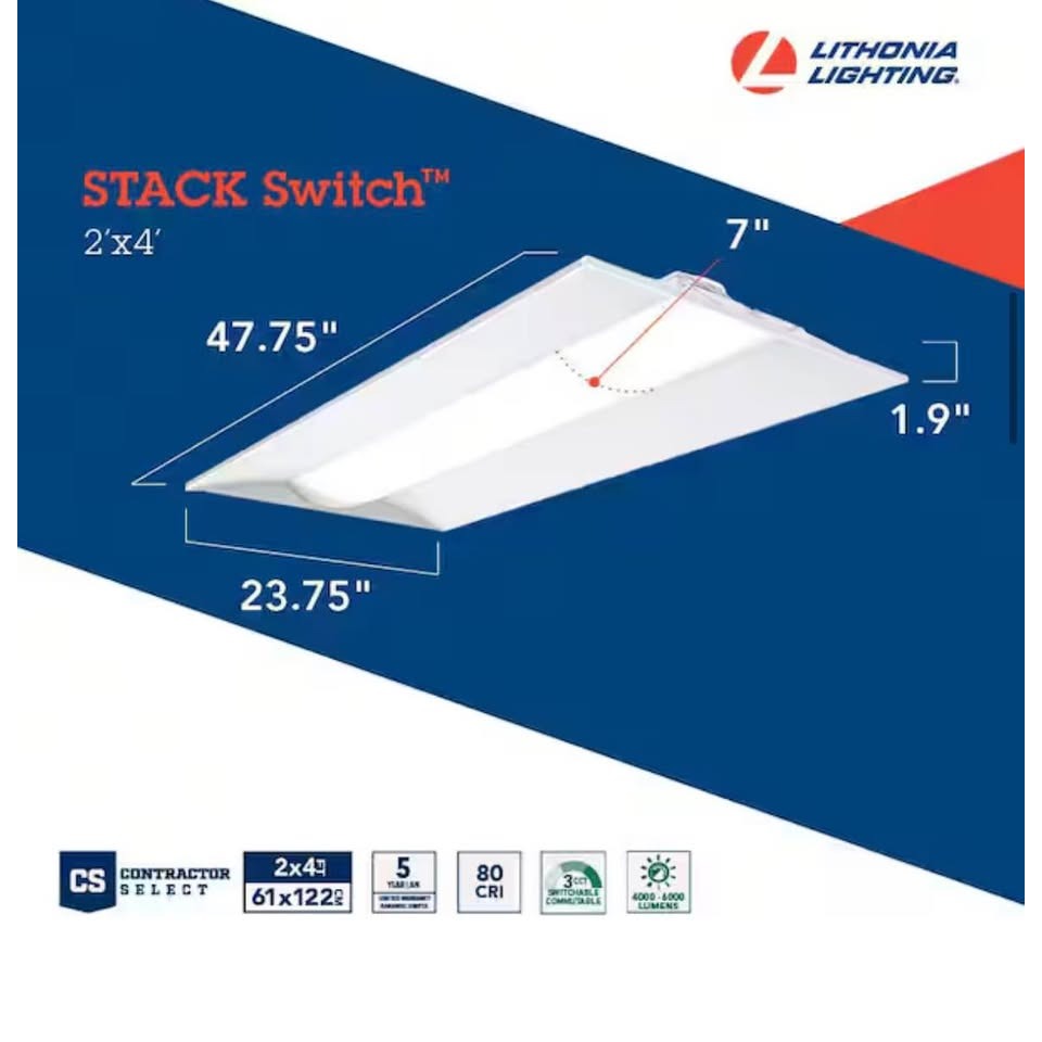 Contractor Select STAKS2 ft. x 4 ft. 4000/5000/6000Lumens White Integrated LED Troffer