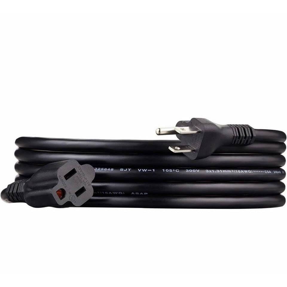 Basics Extension Cord 10 ft black 3 prong indoor power extender 13A 125V