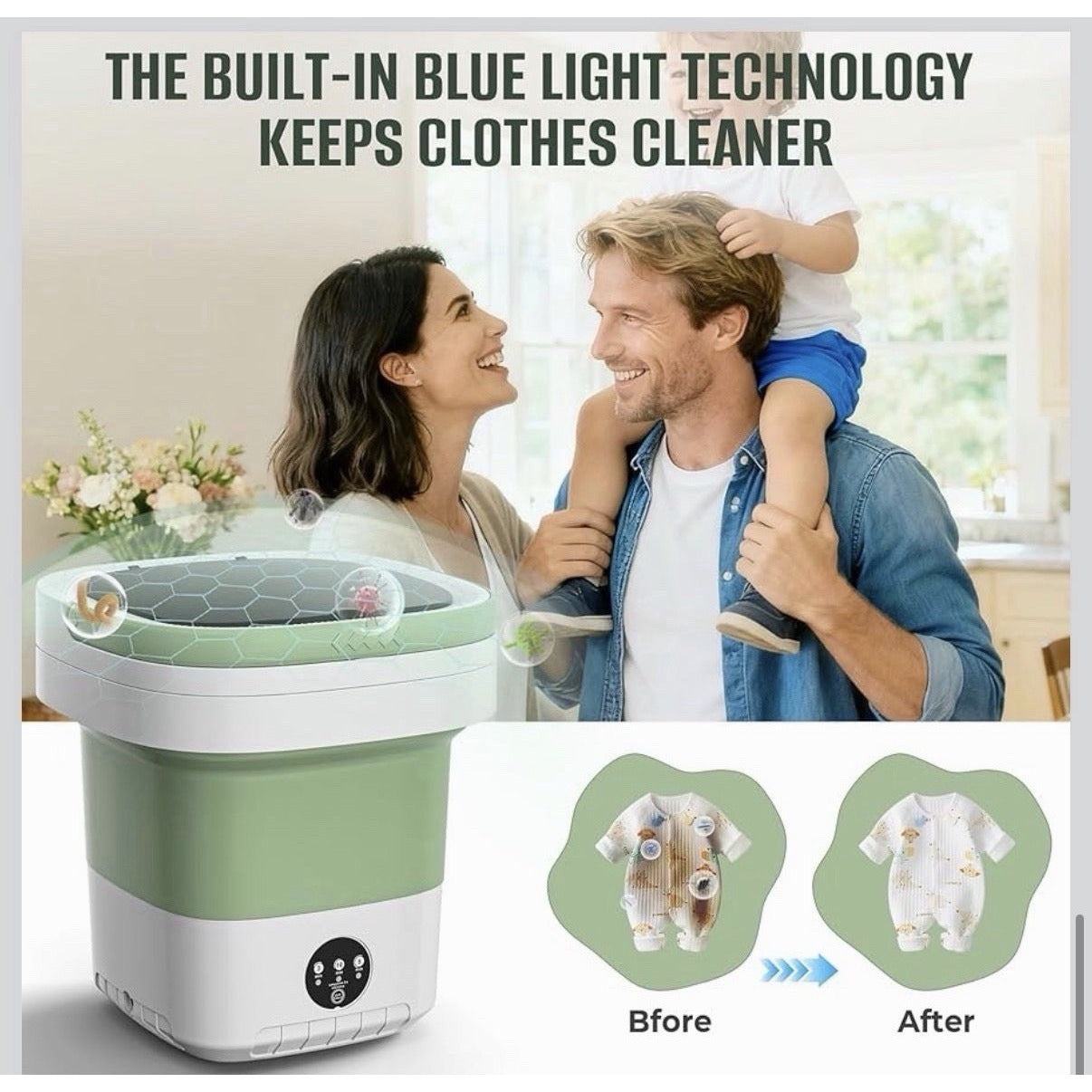 Minwoch 20L Foldable Portable Washing Machine, 45dB Ultra Quiet 3 Modes