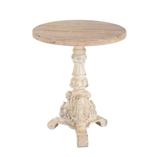 Ophelia & Co. Wind MGO End Table with solid wood top and magnesium oxide base in vintage style