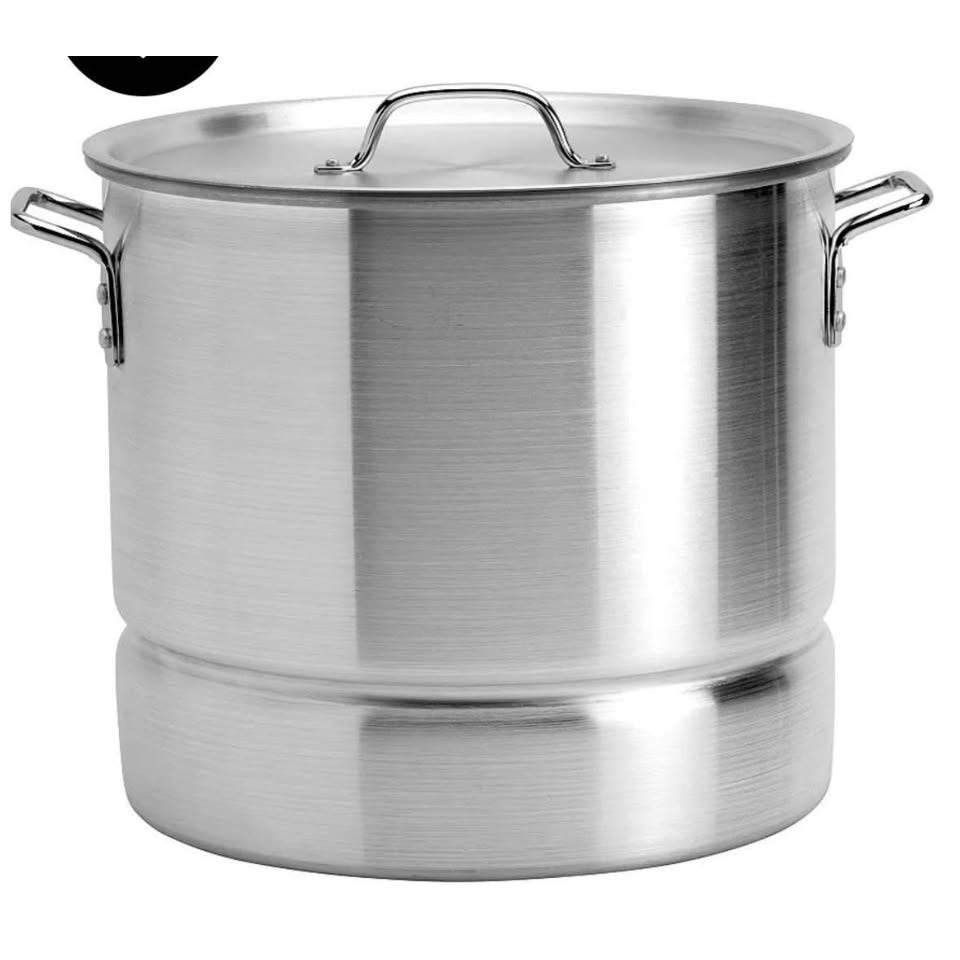 Infuse Latin Aluminum 3-piece 32-quart stockpot set with steamer and lid, durable aluminum cookware for Latin cuisine