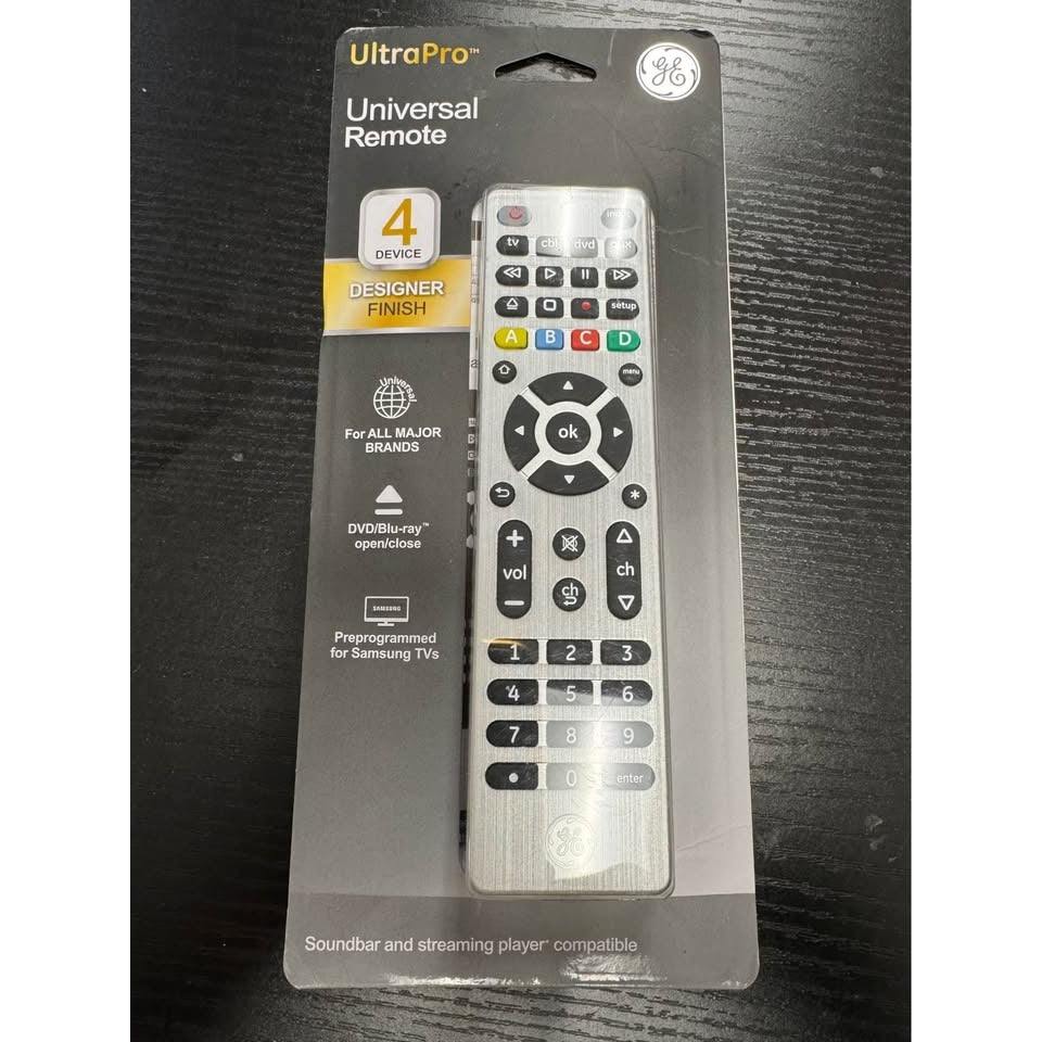 GE 4-Device Universal Remote Control, Designer Series, Brushed Nickel/Silver, 33709