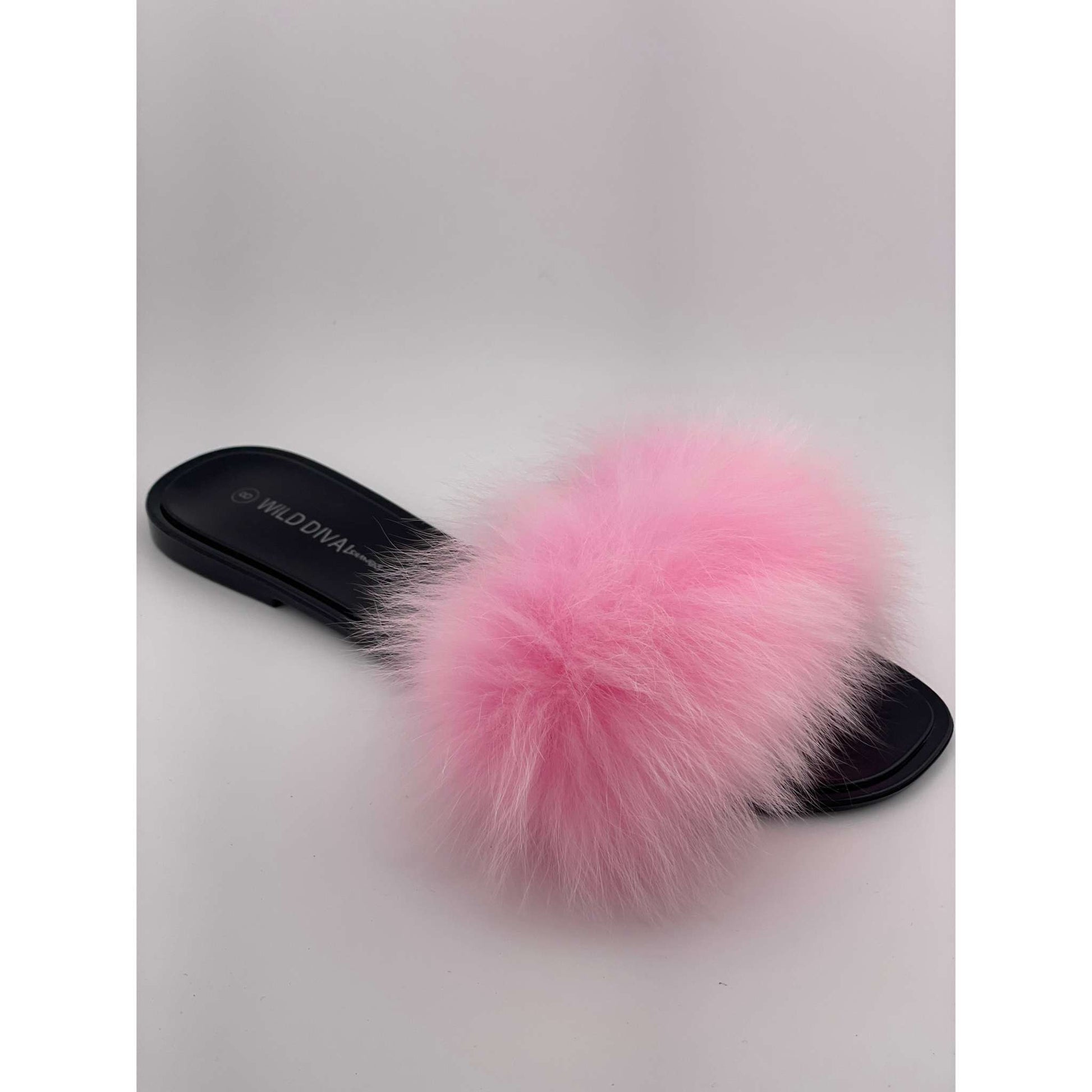 Pink faux fur slide by WILD DIVA LOUNGE JACKIE-03.
