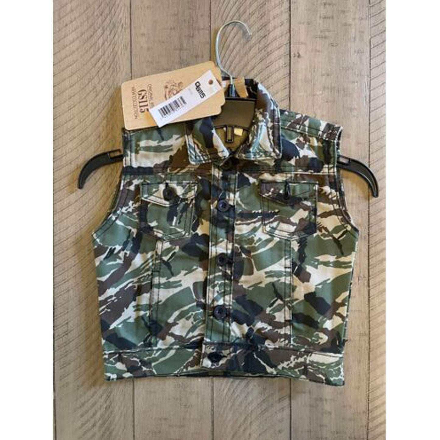 Original Brand GS115 toddlers sleeveless camo jacket size 3T with tags, stylish and trendy design.