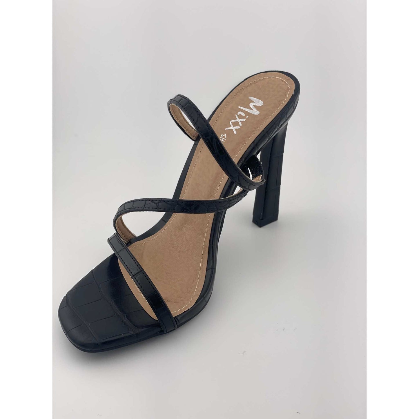 MIXX SHUZ MISS BLACK CROC PU HEELS - Selzalot