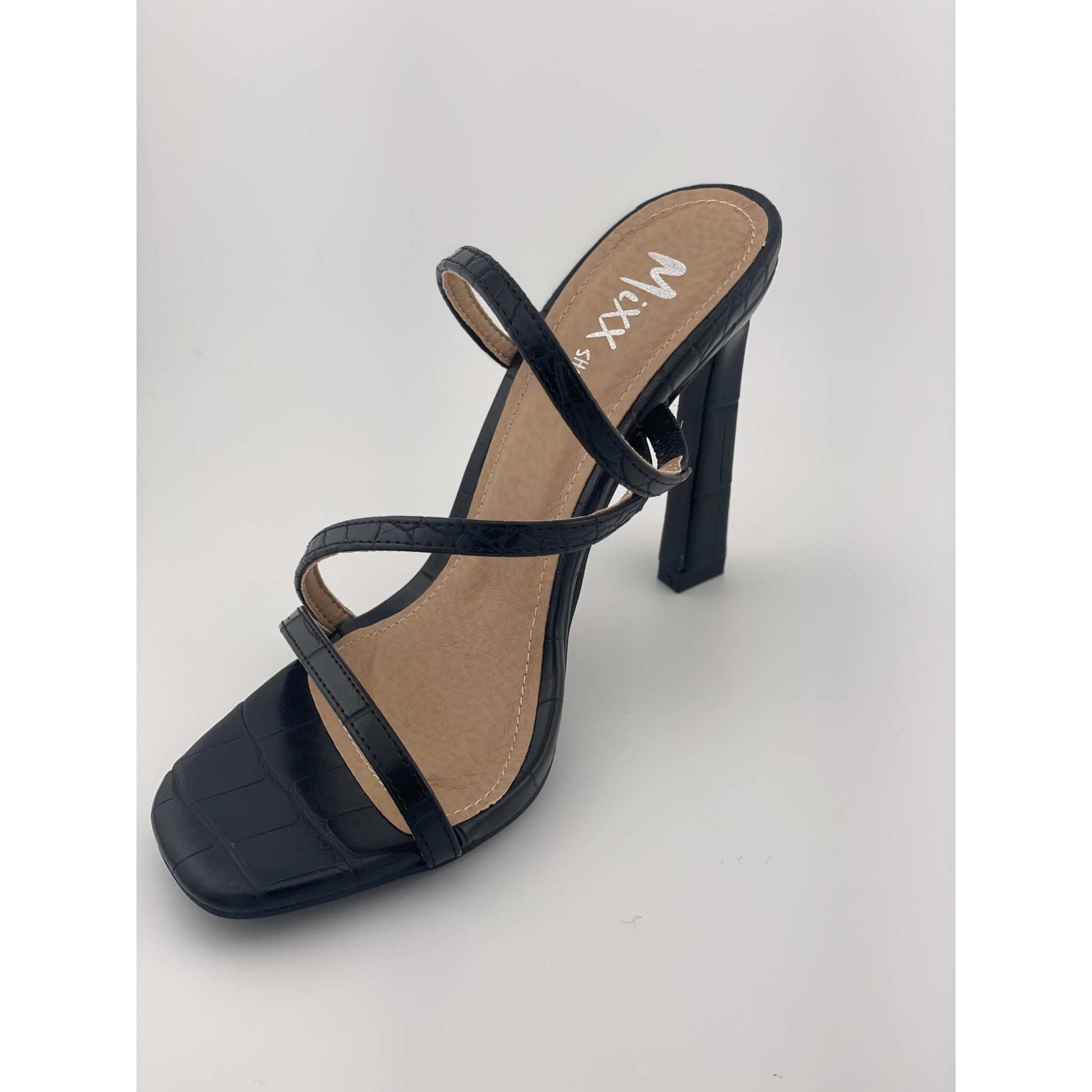 MIXX SHUZ MISS BLACK CROC PU HEELS - Selzalot