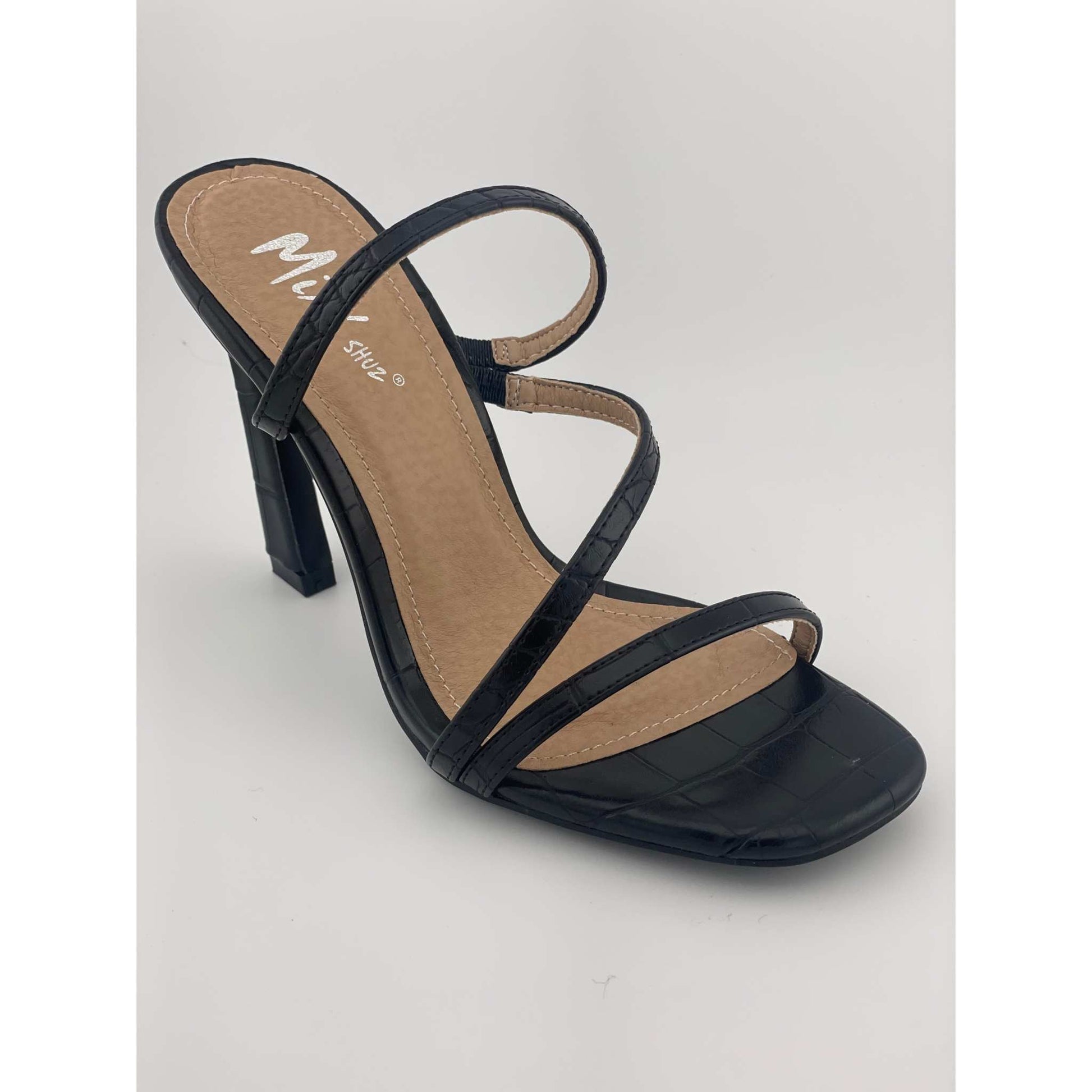MIXX SHUZ MISS BLACK CROC PU HEELS - Selzalot