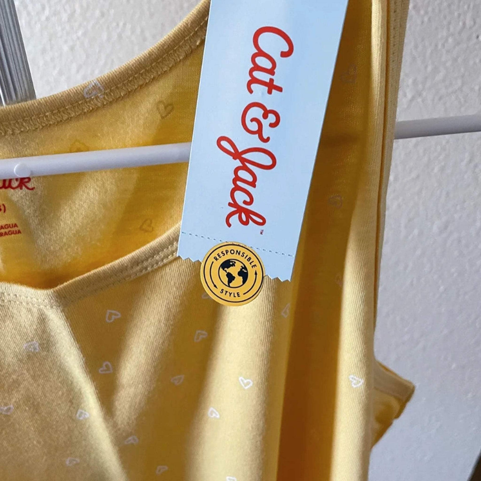 Girls Cat & Jack yellow shirt XXL, style 7WW6L in light mustard, new packaging.