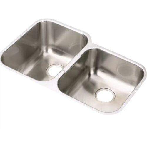 Elkay EGUH312010R Gourmet stainless steel double bowl undermount sink.