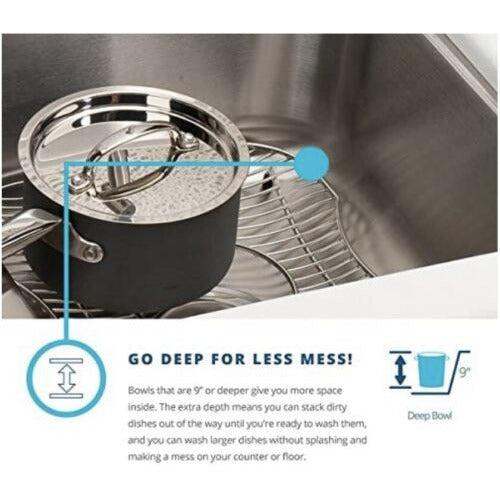 Elkay EGUH312010R Gourmet Stainless Steel Double Bowl Undermount Sink - Selzalot