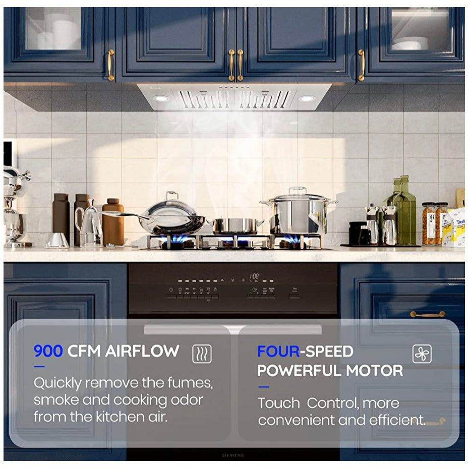 Range Hood Insert, EKON NAB01-30IN 900CFM Built-in Range Hoods Ducted/Ductless with 4-Speed Soft Touch Panel Control/Dishwasher-safe Filters, Kitchen Hoods for Over Kitchen Stove - Selzalot