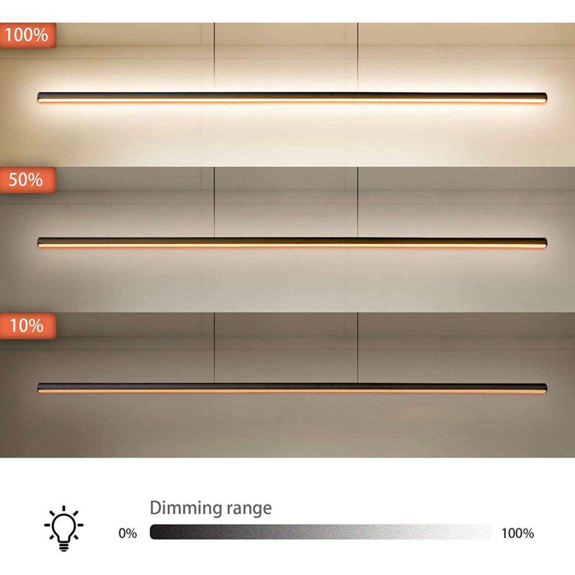 Zicbol Kitchen Island Pendant Lighting 40.94 Inch Linear Light Fixture Chandelier 16W 3000K Warm Light Dimmable LED Hanging Light Fixture for Dining Room, Kitchen, Breakfast Bar, Living Room Black - Selzalot