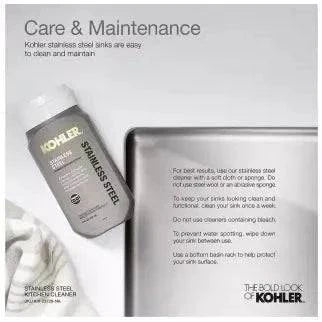 Kohler Stages 33" Single Basin Under-Mount 16-Gauge Stainless Steel Sink Model:K-3760-NA - Selzalot