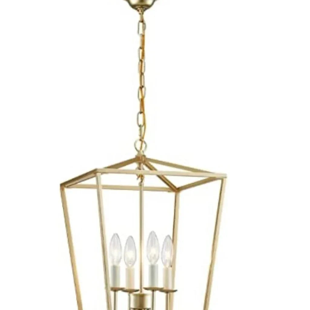 ANJIADENGSHI vintage lantern pendant light with iron cage, adjustable chain, and gold plating.