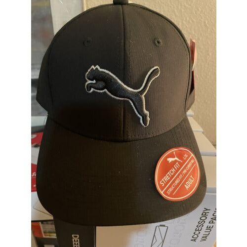 Quick Dry Embroidered Outline Evercat Stretch Fit Hat Cap in black with Puma logo.